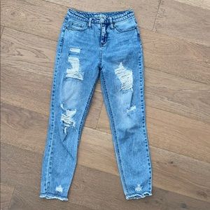 High waisted ripped mom jeans